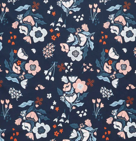Peacoat Garden Tales 45600 25 Folk and Lore Garden Tales Peacoat Fabric | Moda