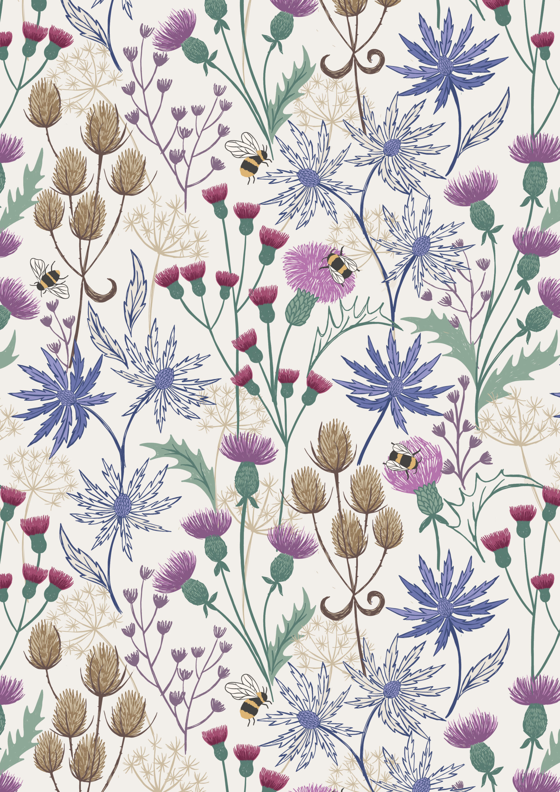 A Celtic Summer Celtic Floral Cream Fabric