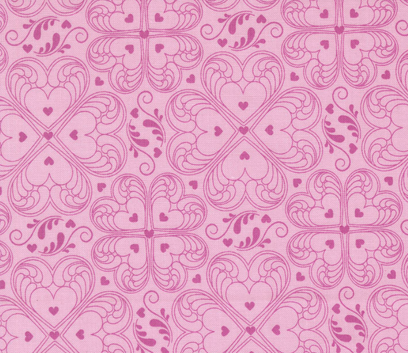 Legendary Love Filigree Hearts Lilac Fabric | Moda