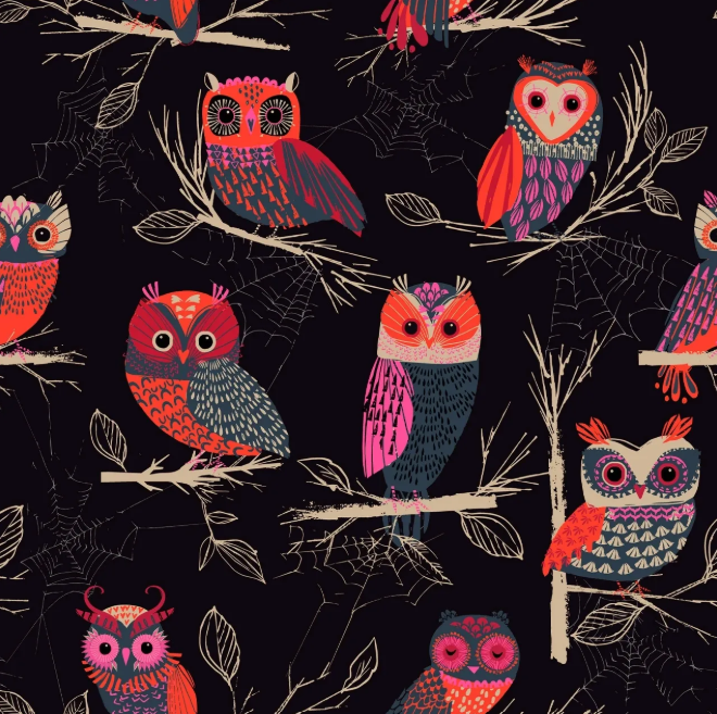 Forest Whispers Owls Black FORW2275B